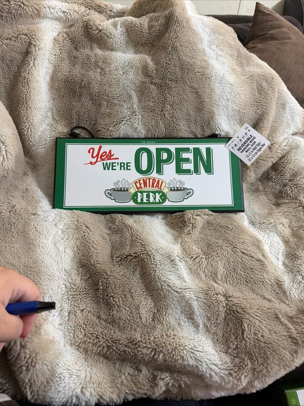 FRIENDS Green and White "Yes We're Open" Central Perk Sign